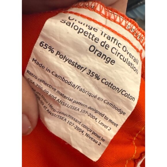 Put It On Hi Vis Orange Bib Overalls Size 44 Reflective Stripes Adjustable - Picture 7 of 10